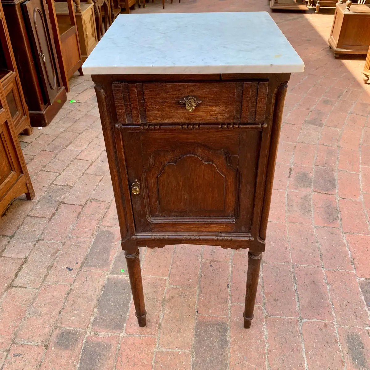 Pretty Antique Oak Pedestal With Marble Top - Sold 1