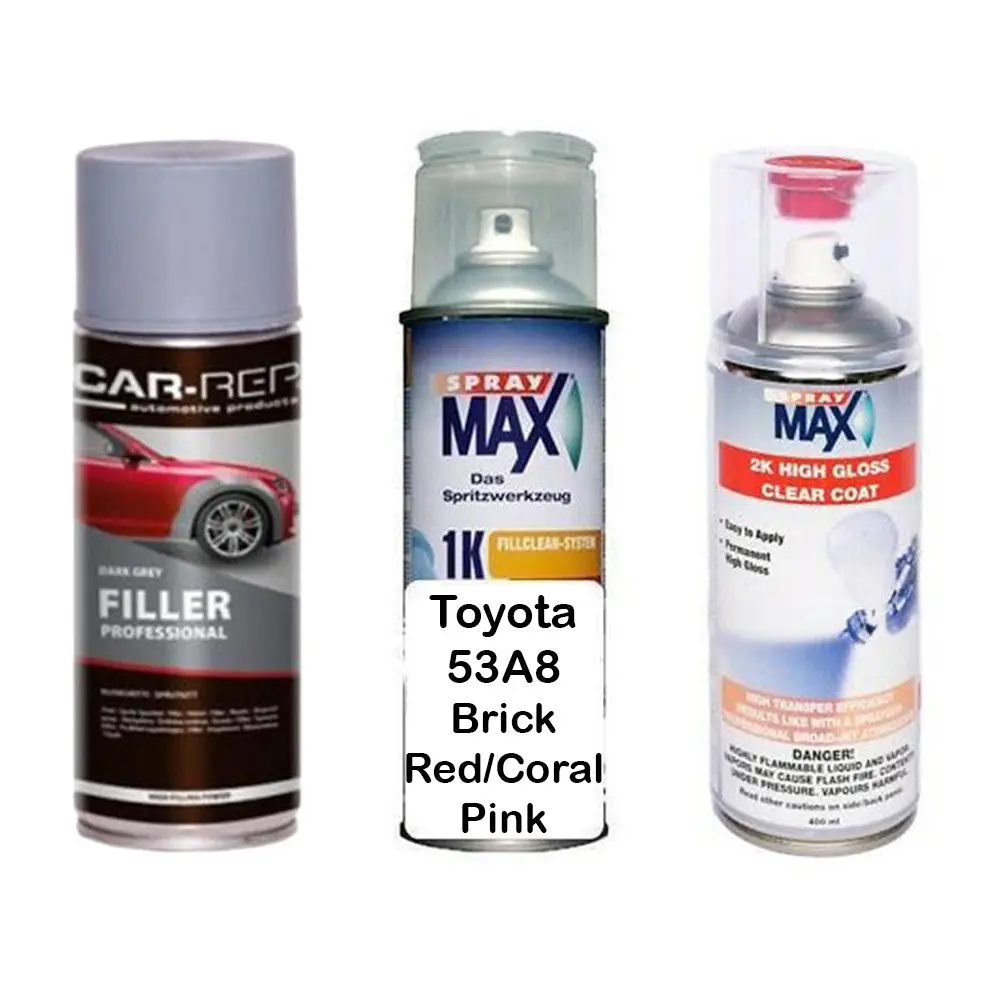 Auto Touch Up Paint For Toyota 53A8 Brick Red/Coral Pink Haven Plus 2K Clear Coat & Primer 1