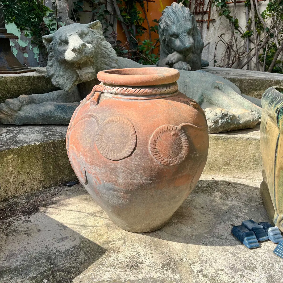 Terracotta Planter With Sunburst Medallion & Ropework Rim - Sold 1