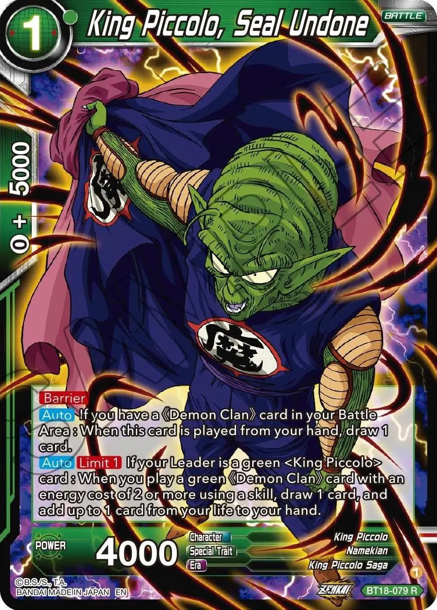 King Piccolo, Seal Undone (Bt18-079) [Dawn Of The Z-Legends] 1