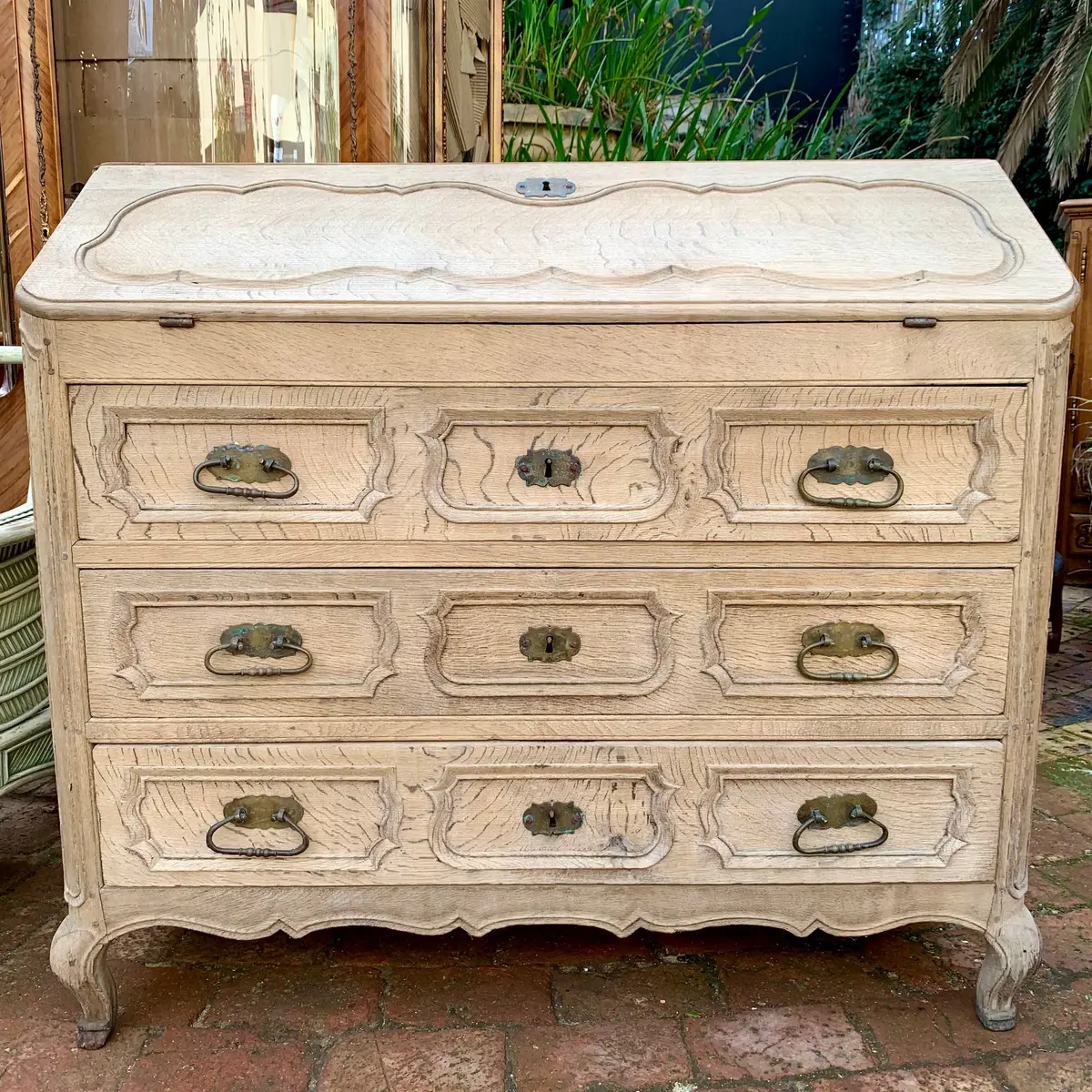 Vintage White Washed Wooden Writing Bureau - Sold 1