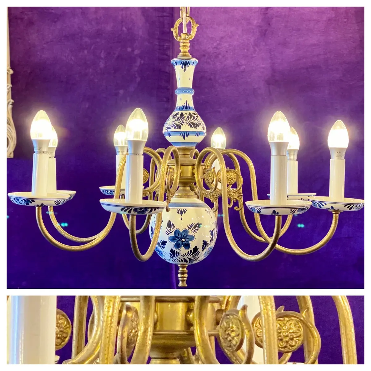 Antique Delft Porcelain Chandelier - Sold 1