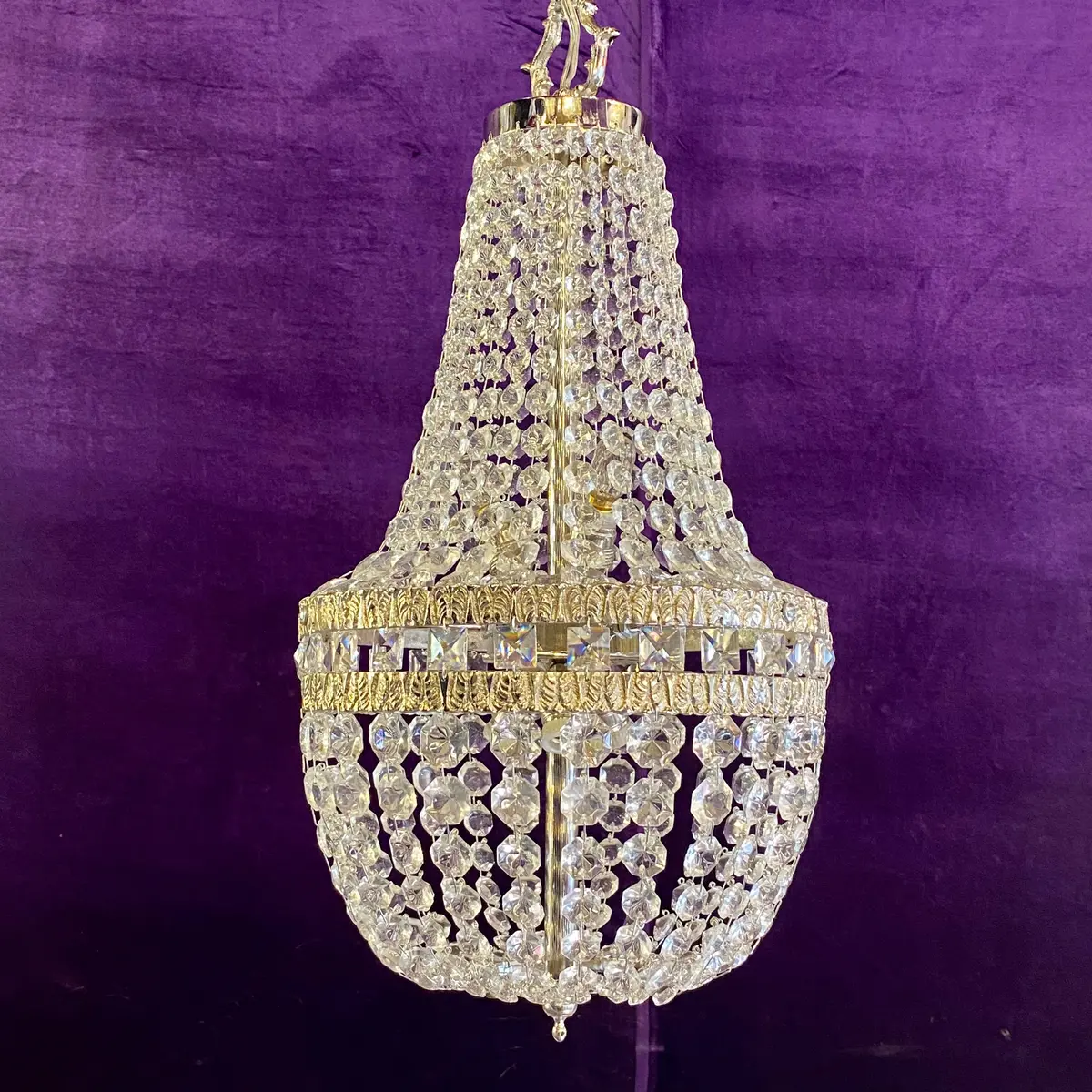 Nickel And Crystal Neoclassical Chandelier 1
