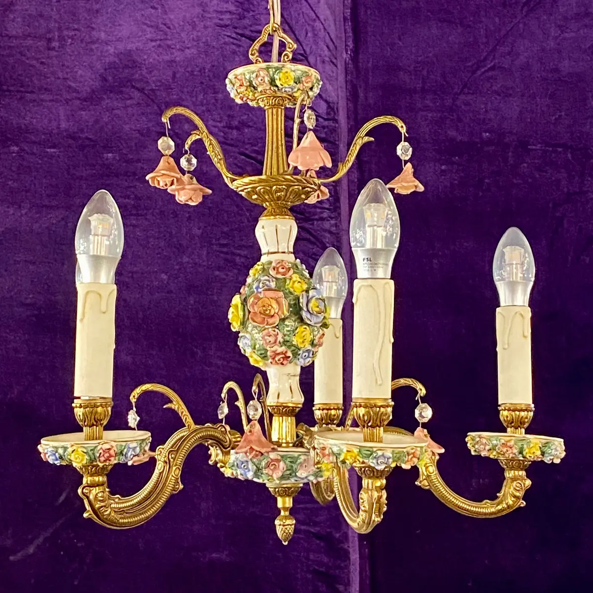 Unusual And Rare Vintage Capodimonte Chandelier - Sold 1