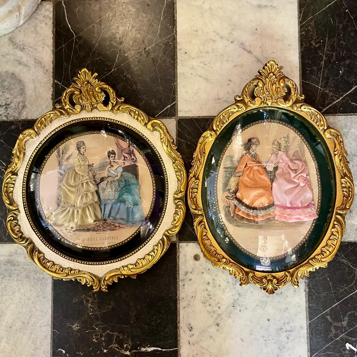 Gilded Victorian La Mode Illustree Convex Wall Plaques - Sold 1