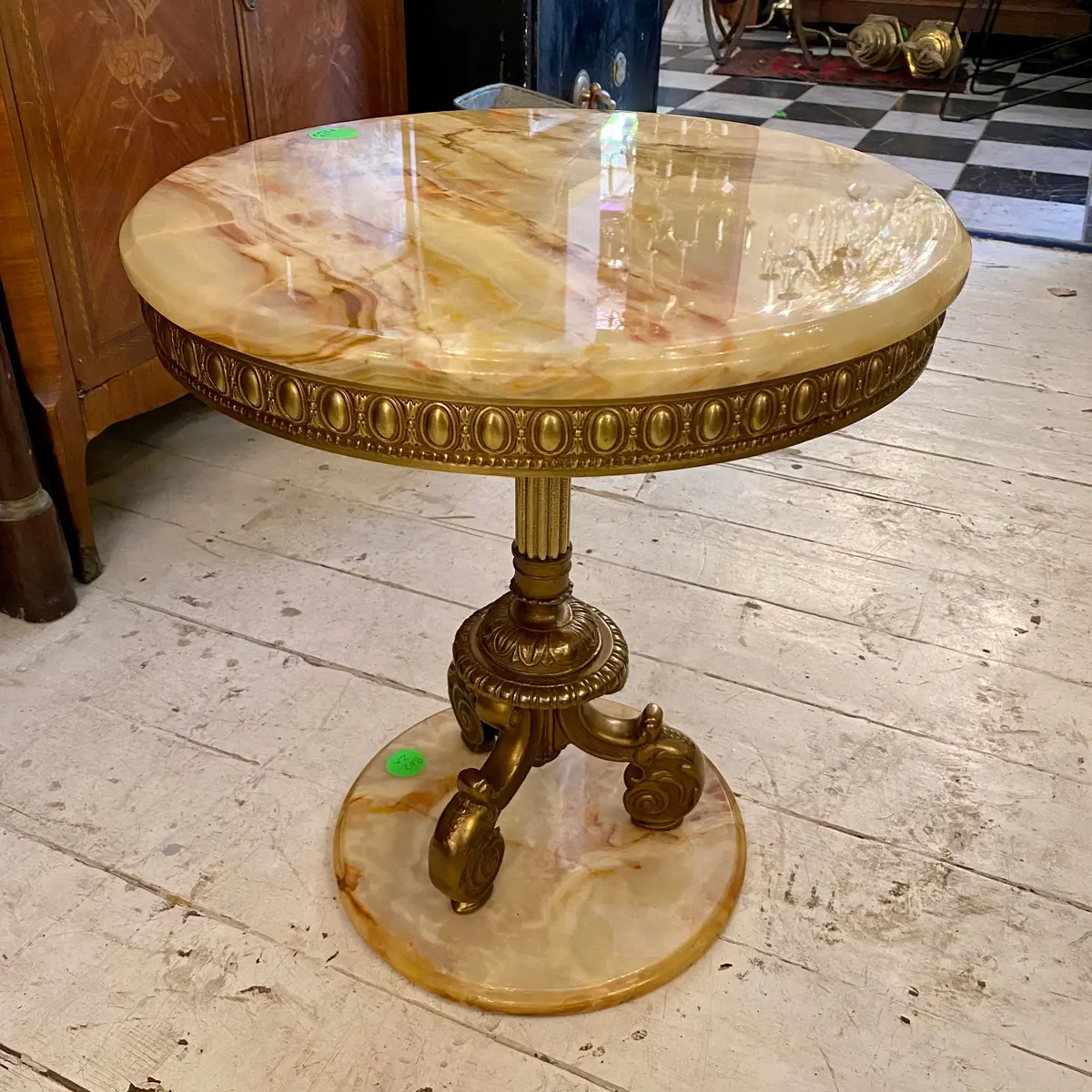 Antique Brass And Onyx Table - Pair Available - Sold 1
