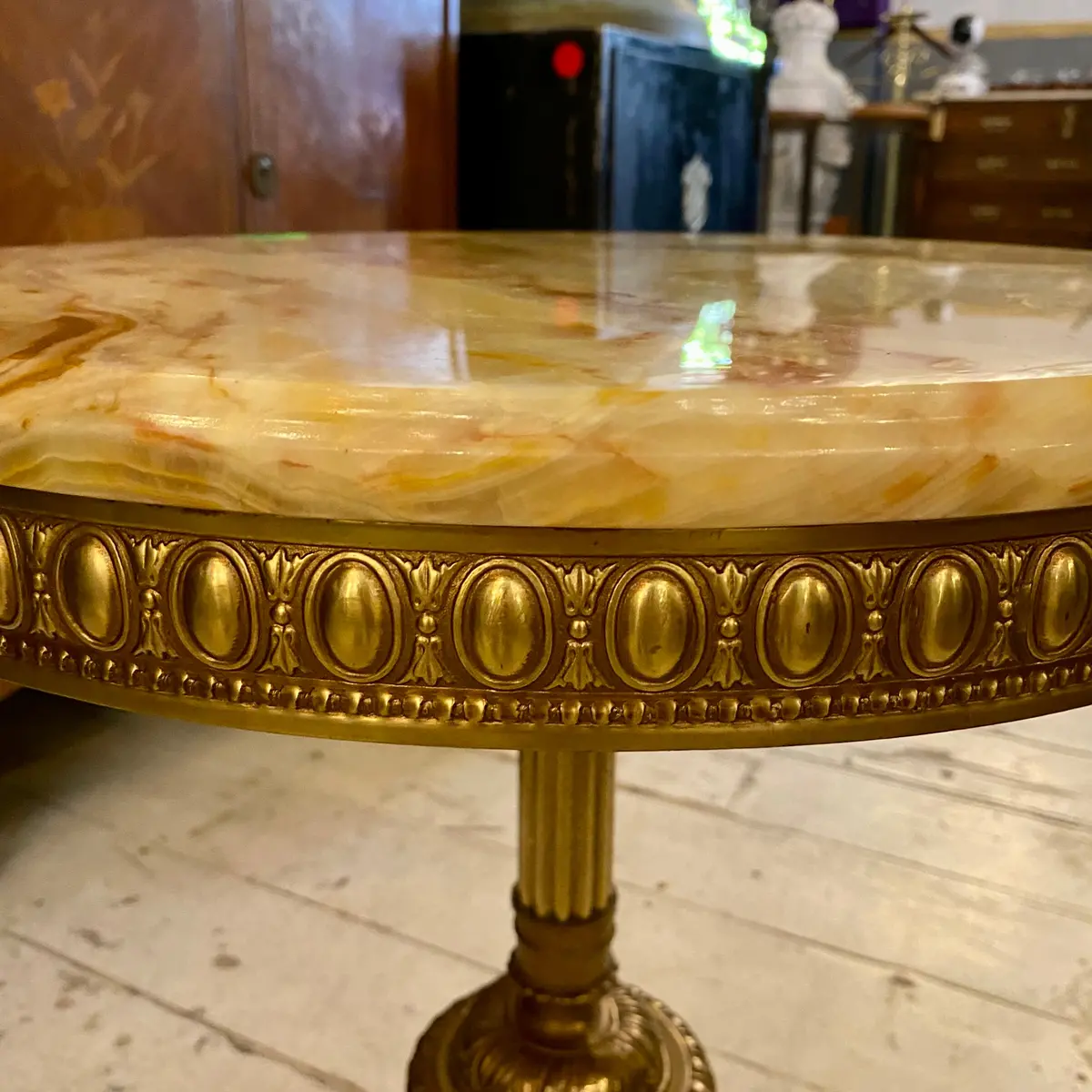 Antique Brass And Onyx Table - Pair Available - Sold 2
