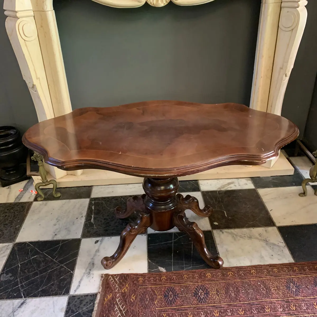 Antique Hand Carved Mahogany Table 1