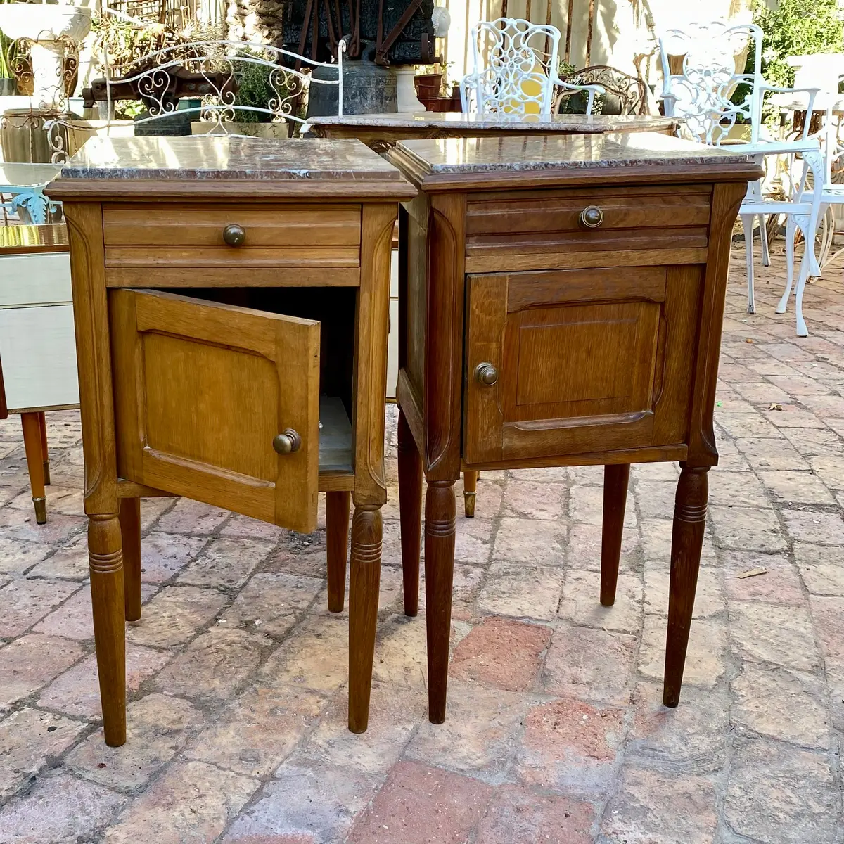 Pair Of Sweet Antique Bedside Pedestals - Sold 1