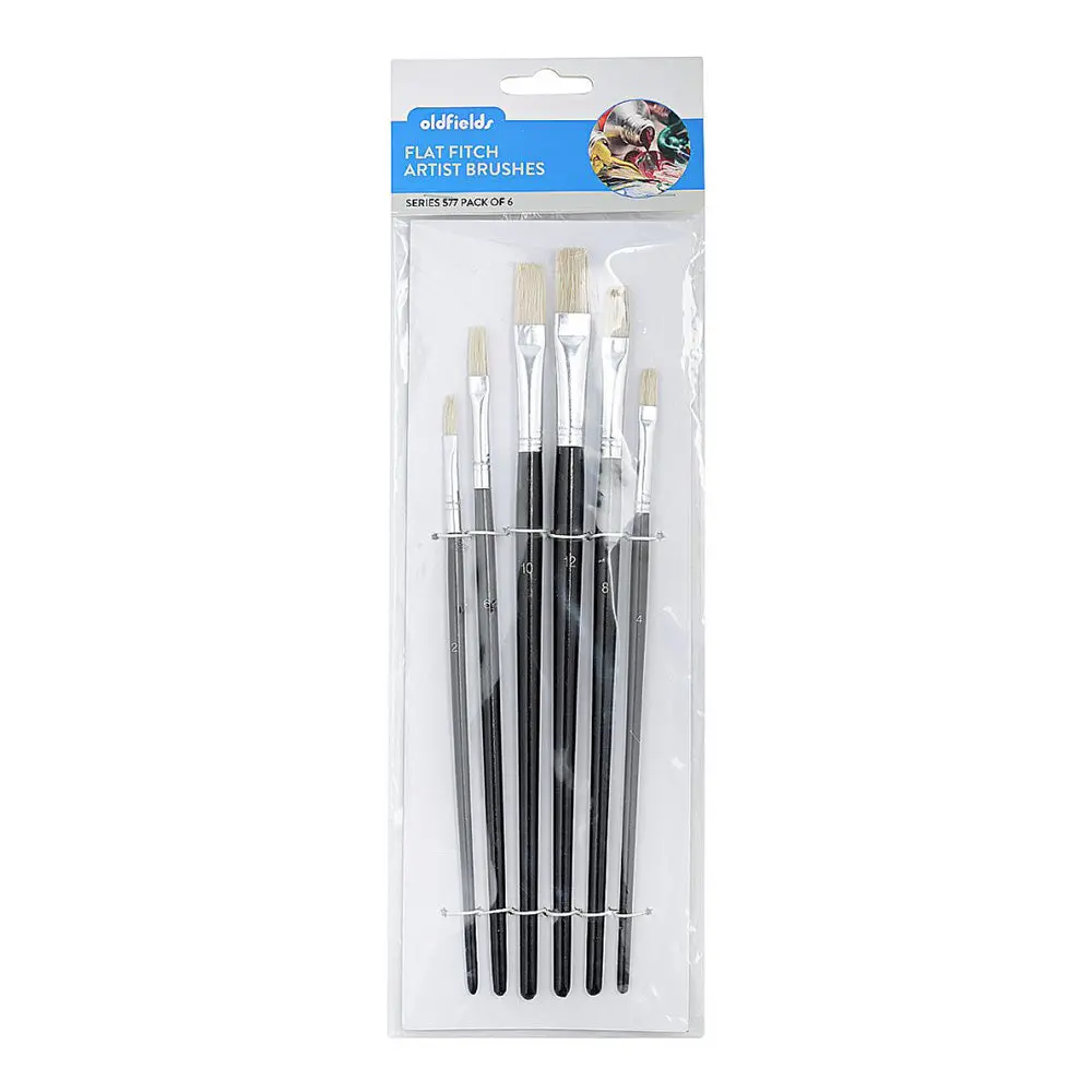 Oldfields Artist Brushes Flat Fitches 6 Pack Varying Sizes 1