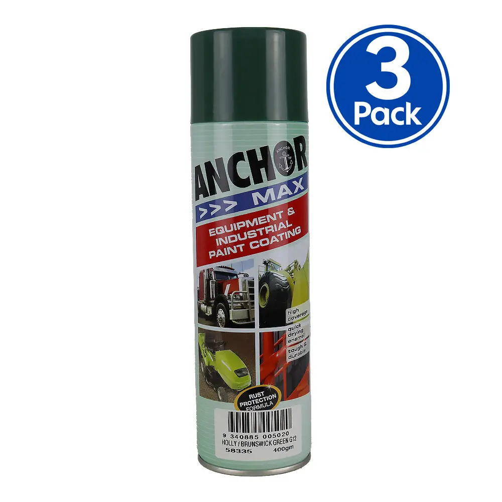 Anchor Max Holly / Brunswick Green G12 400Gm Industrial Spray Paint High Coverage X3 1