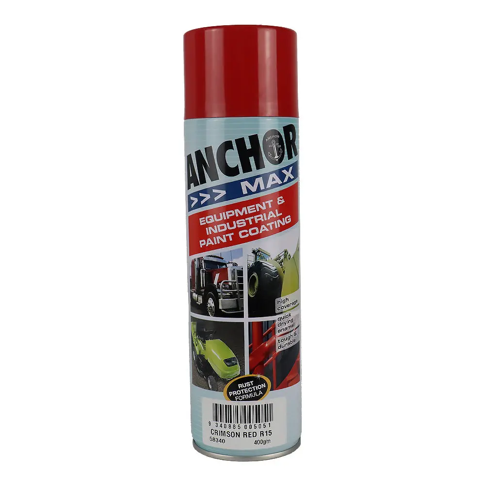 Anchor Max Crimson Red R15 400Gm Industrial Spray Paint High Coverage 1