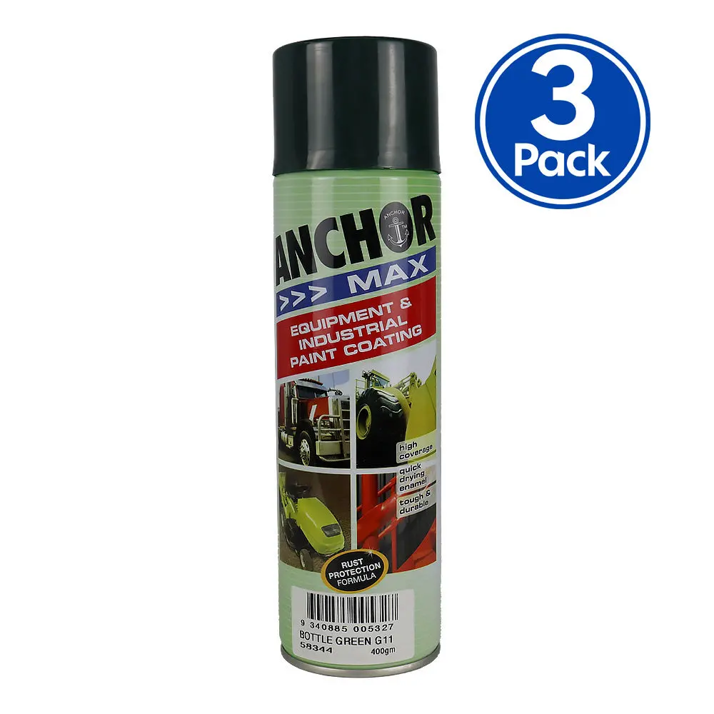 Anchor Max Bottle Green G11 400Gm Industrial Spray Paint High Coverage X3 1