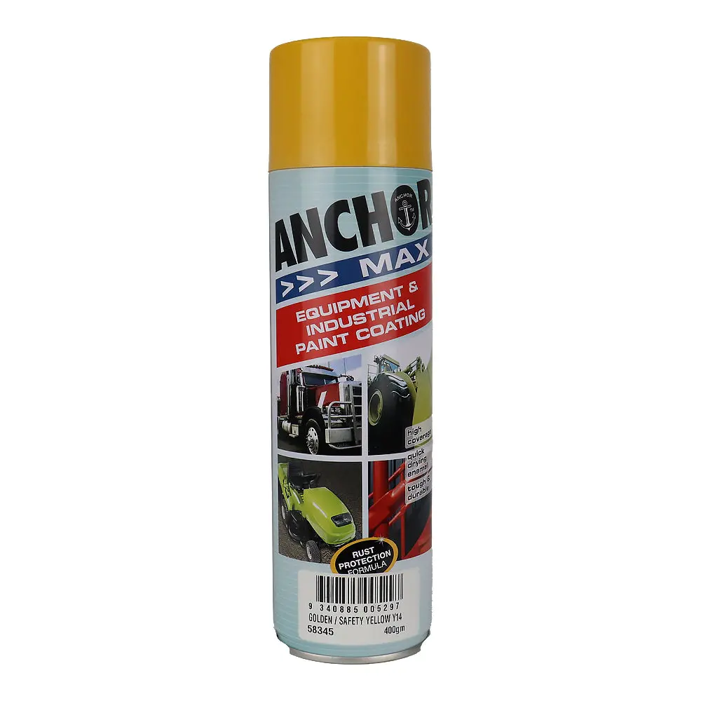 Anchor Max Golden / Safety Yellow Y14 400Gm Industrial Spray Paint High Coverage 1