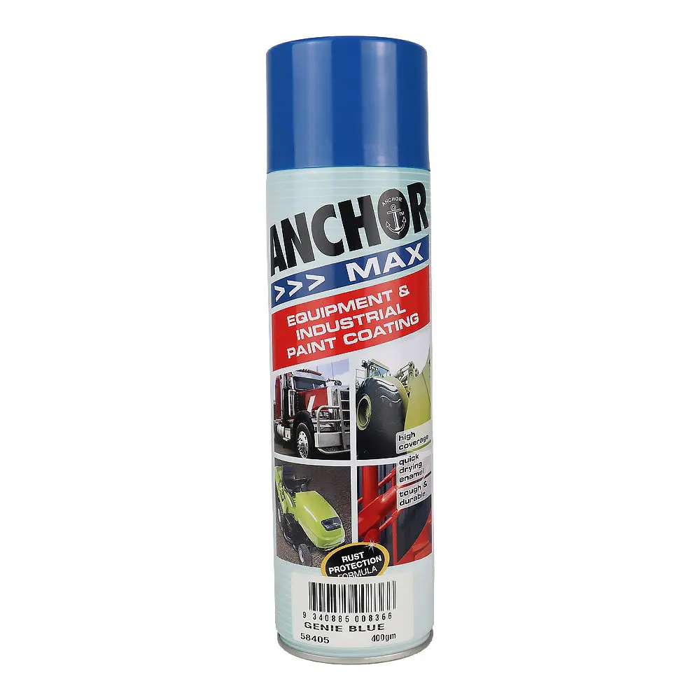 Anchor Max Genie Blue 400Gm Industrial Spray Paint High Coverage 1