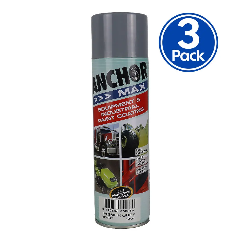 Anchor Max Primer Grey 400Gm Industrial Spray Paint High Coverage X3 1