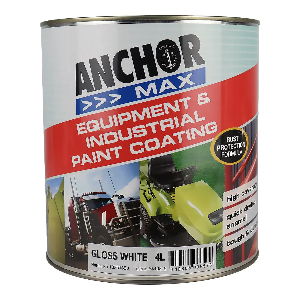 Anchor Max Gloss White 4L Industrial Enamel Paint High Durability 1