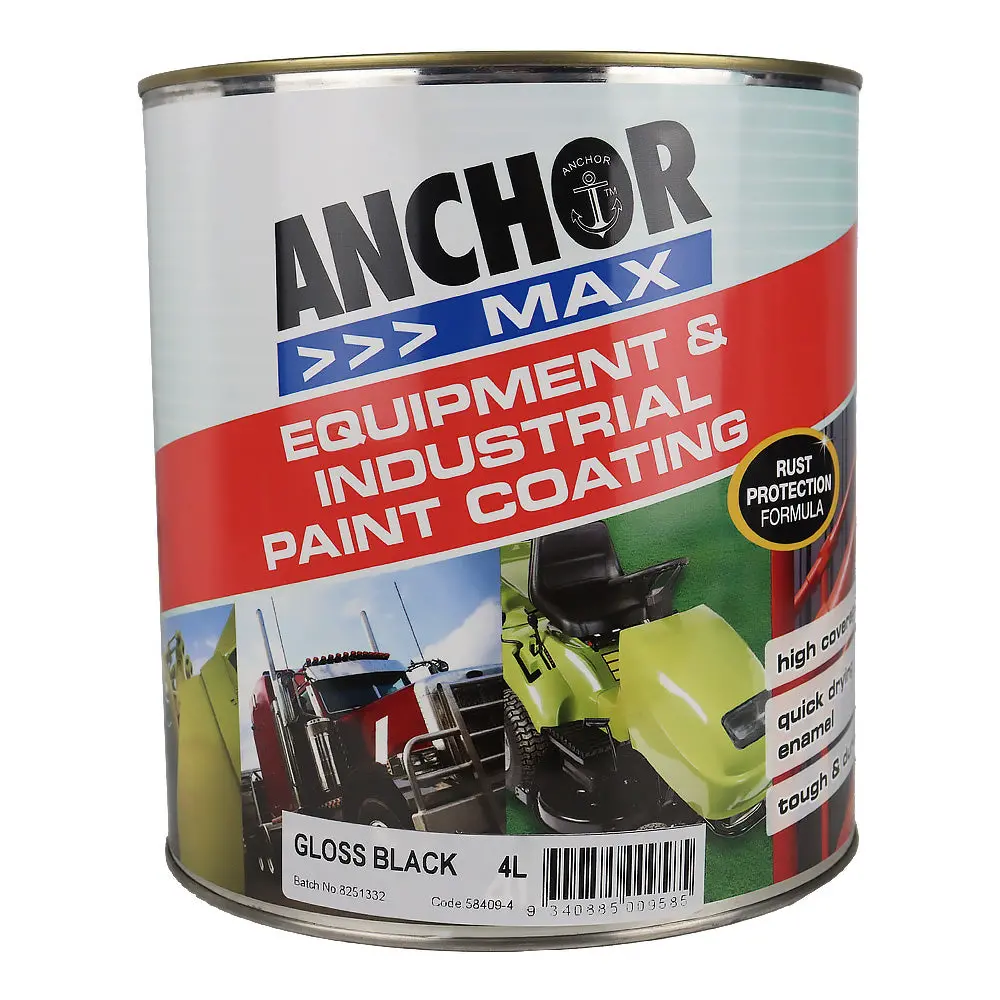 Anchor Max Gloss Black 4L Industrial Enamel Paint High Durability 1