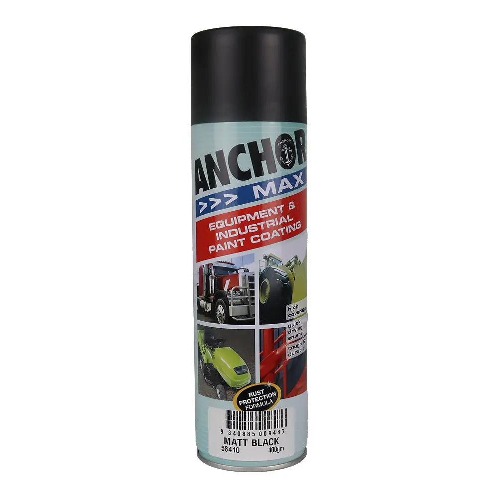 Anchor Max Matt Black 400Gm Industrial Spray Paint High Coverage 1