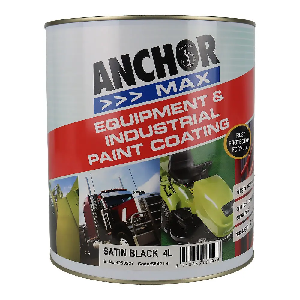Anchor Max Satin Black 4L Industrial Enamel Paint High Durability 1