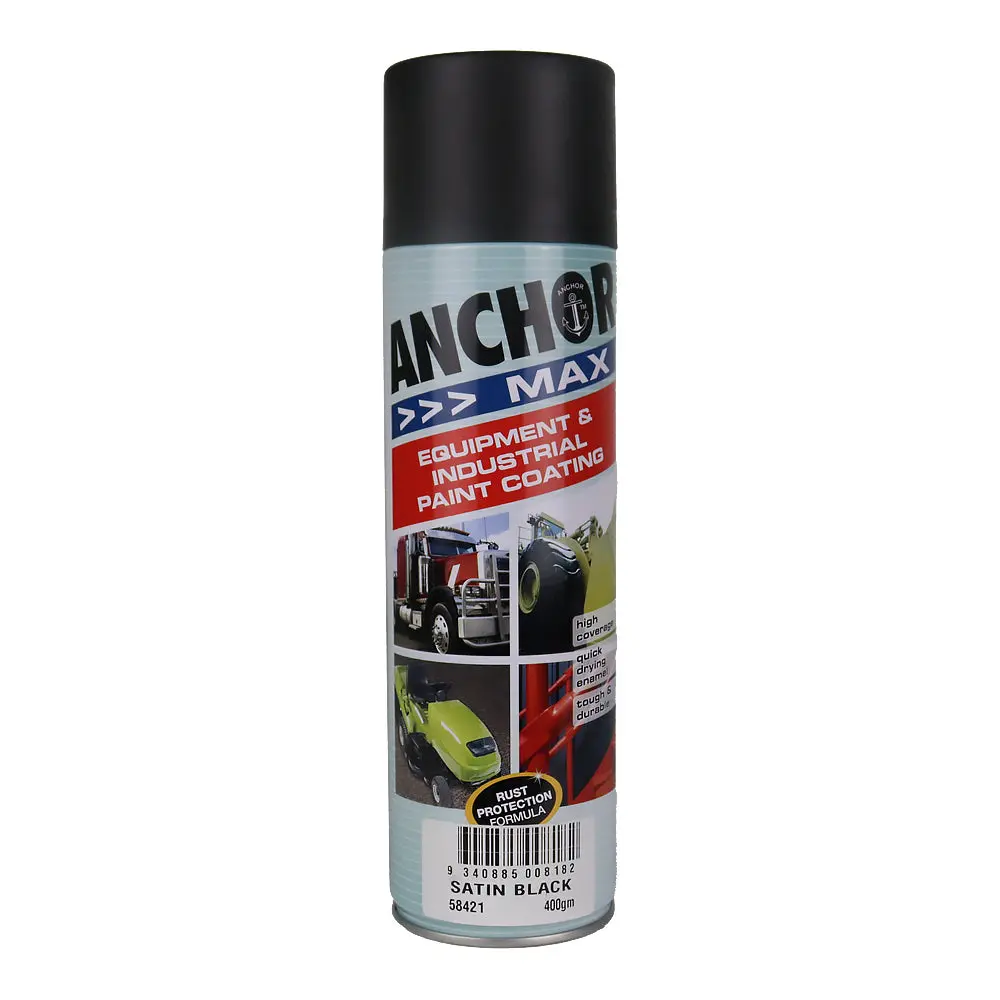 Anchor Max Satin Black 400Gm Industrial Spray Paint High Coverage 1