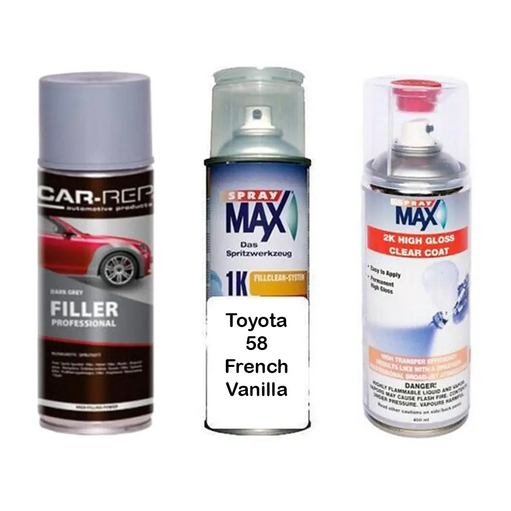 Auto Touch Up Paint For Toyota 58 French Vanilla Plus 2K Clear Coat & Primer 1