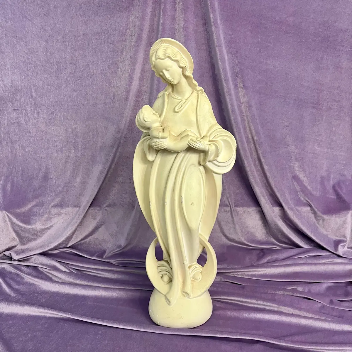 Vintage Heavy Religious Icon Of Madonna And Child 1