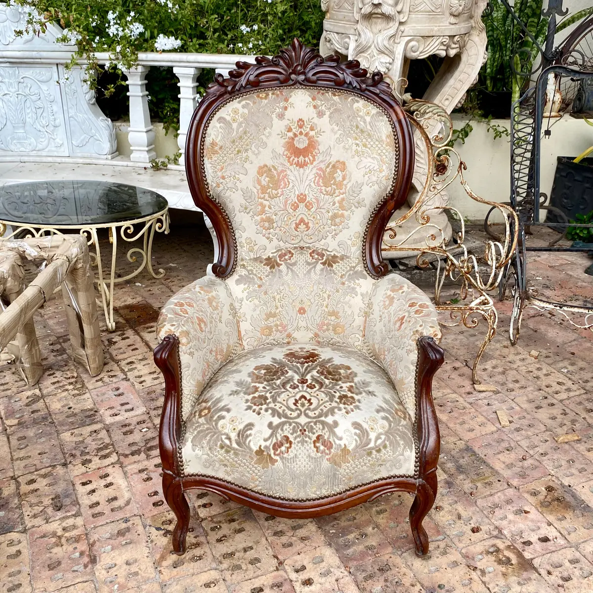 Antique Dark Wood Armchair 1