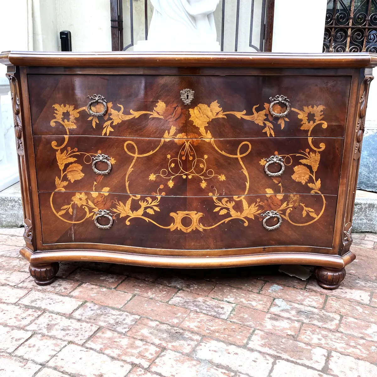Beautiful Italian Inlay Commode And Pedestals - Sold 1