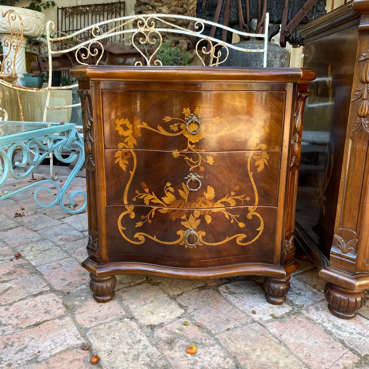 Beautiful Italian Inlay Commode And Pedestals - Sold 2