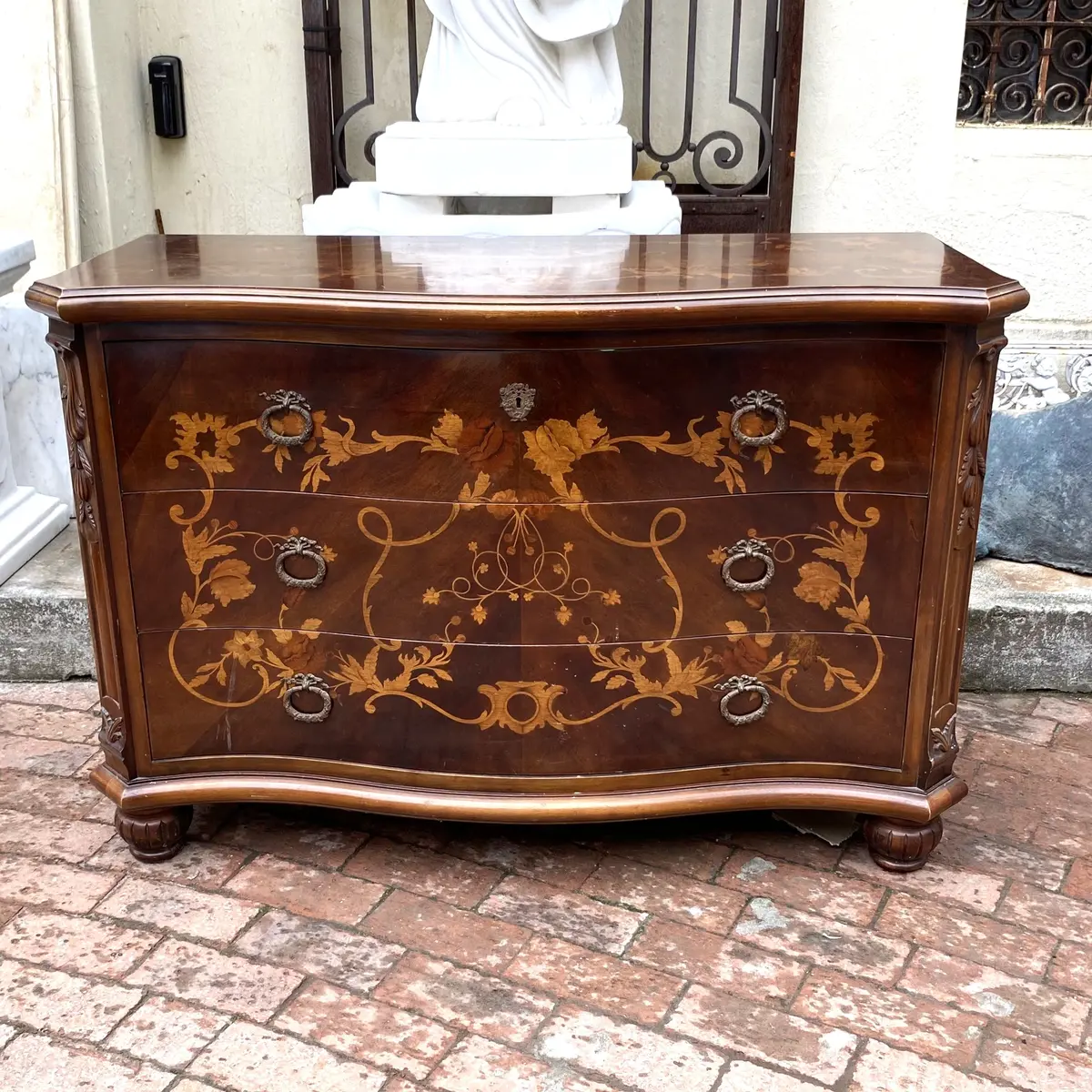 Beautiful Italian Inlay Commode And Pedestals - Sold 2