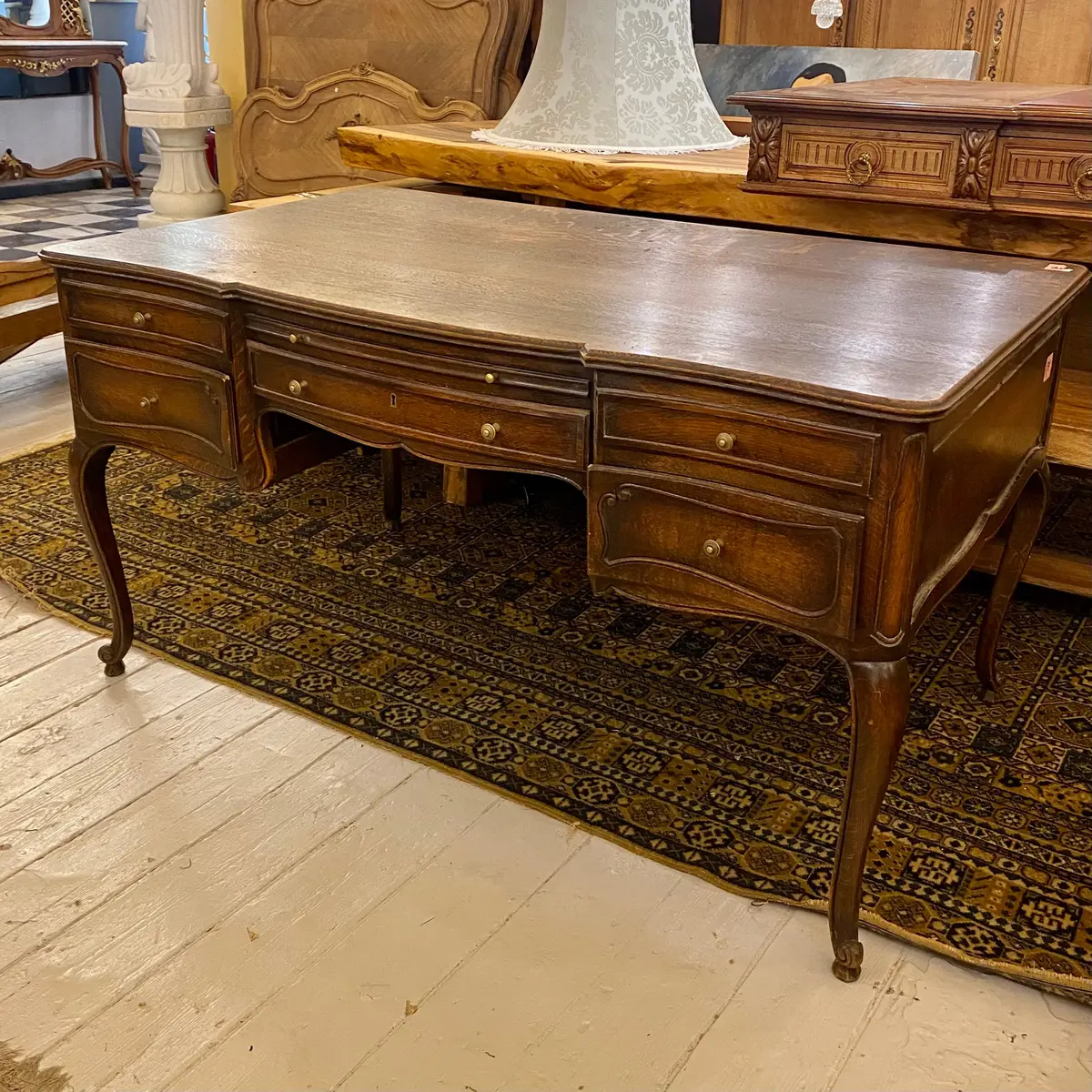 Antique French Oak Desk With Snails Feet - Sold 1