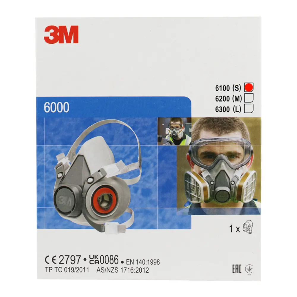 3M Reusable Half Face Respirator Mask 6100 Small 1