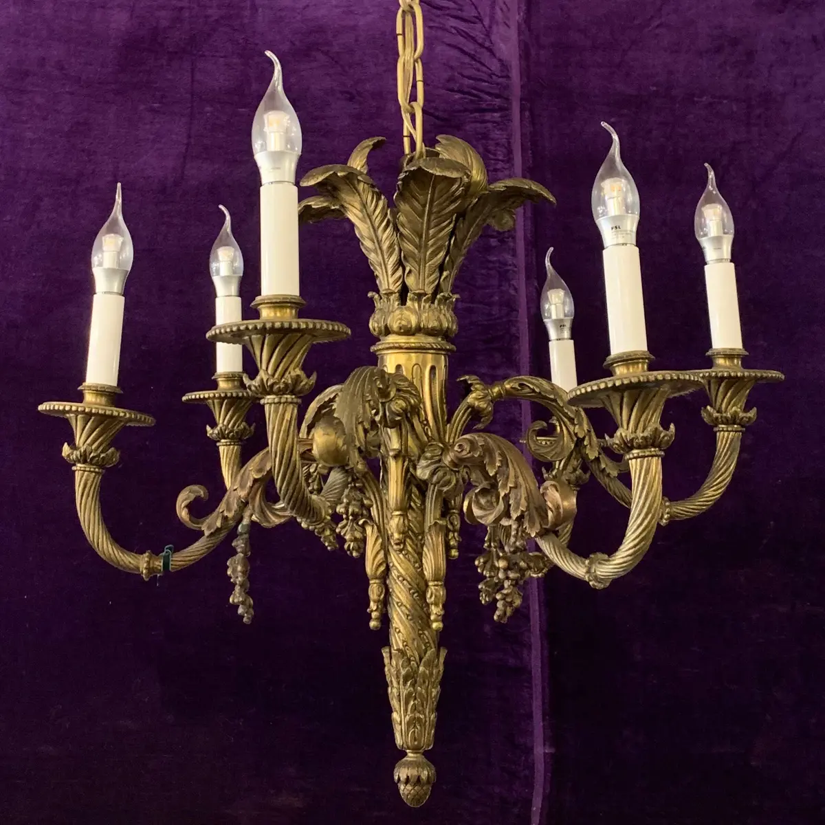 Gorgeous Solid Brass Empire Period Chandelier - Sold 1