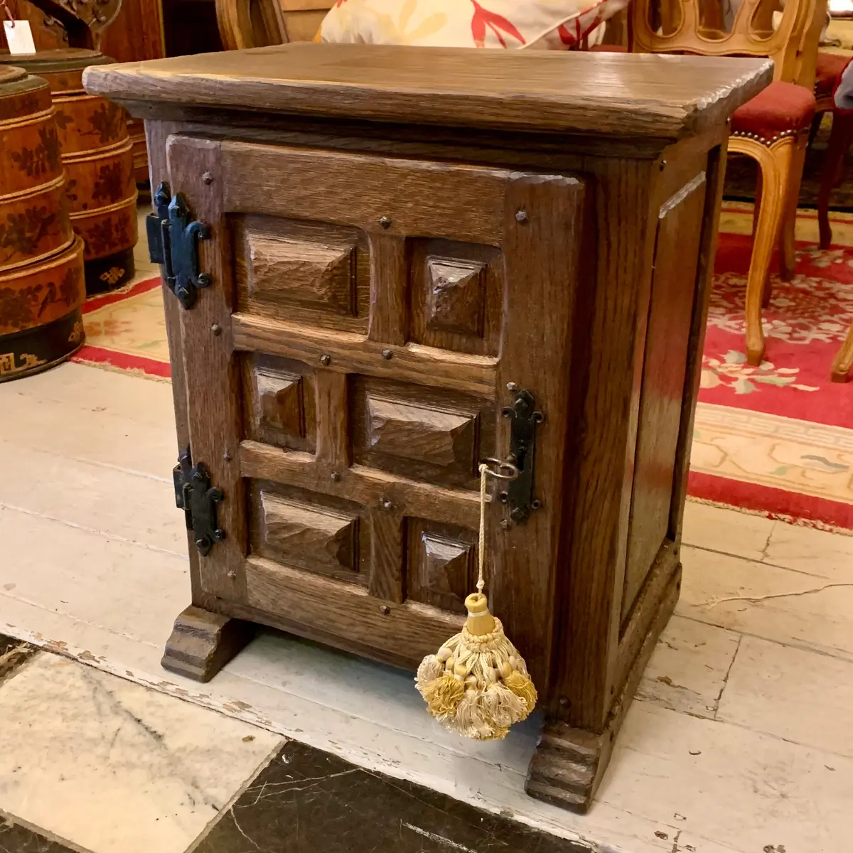 Pair Of Antique Oak Spanish Bedside Pedestals - Sold 1