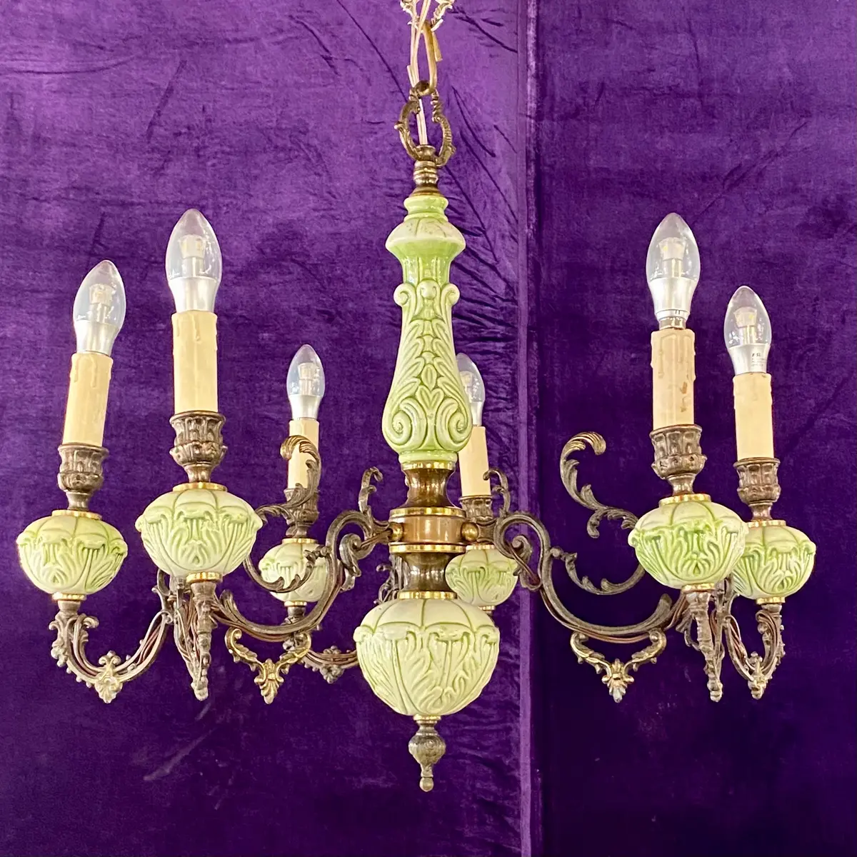 Antique Porcelain And Silver Chandelier - Sold 1