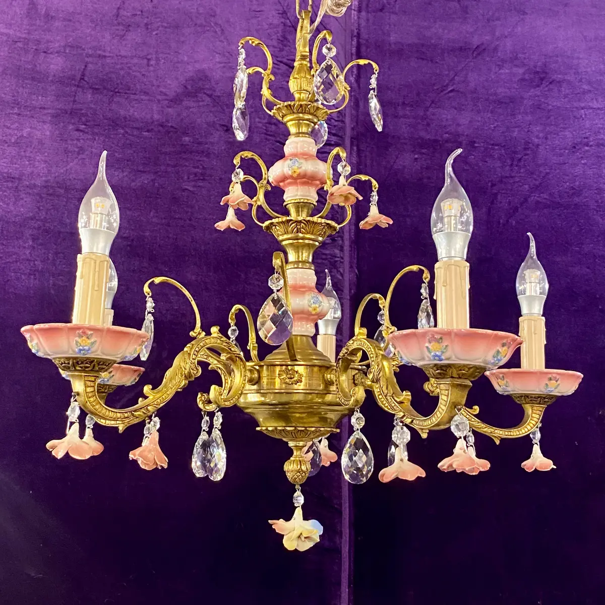 Gorgeous Dusty Pink & Blue Capodimonte Chandelier - Sold 1