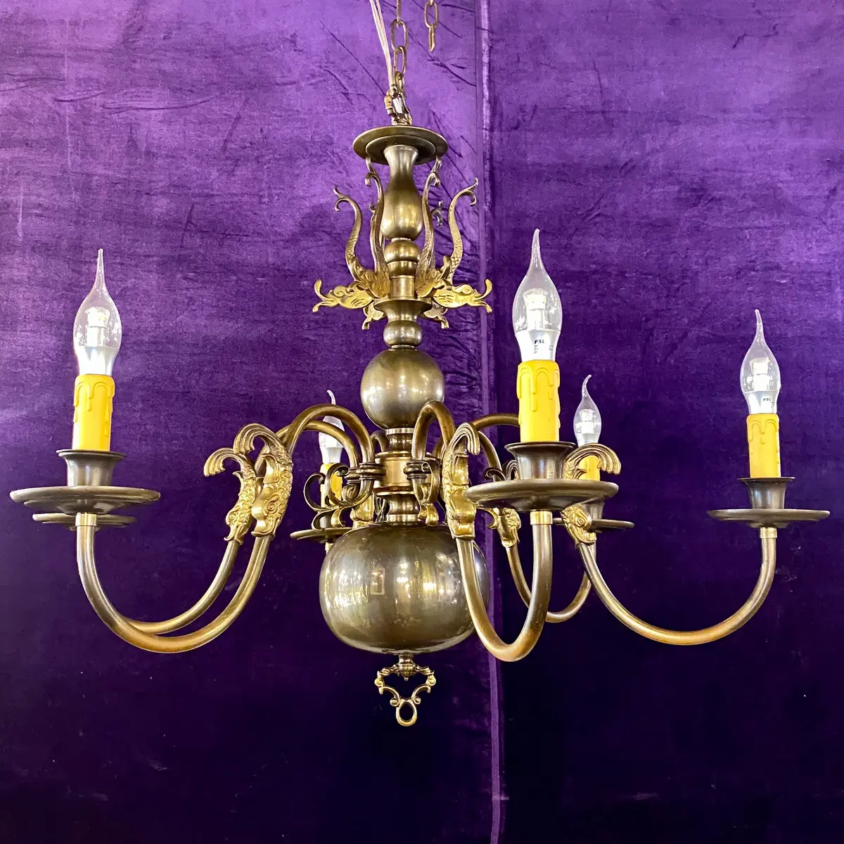 Aged Brass Flemish Chandeliers With Detailed Castings - Sold 1