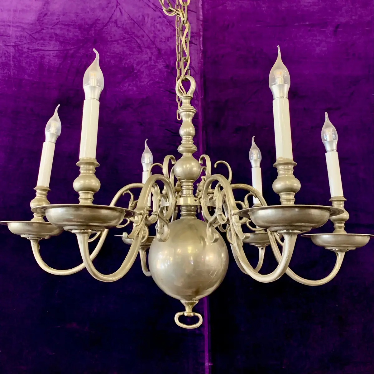 Pair Of Antique Pewter Flemish Chandelier 1