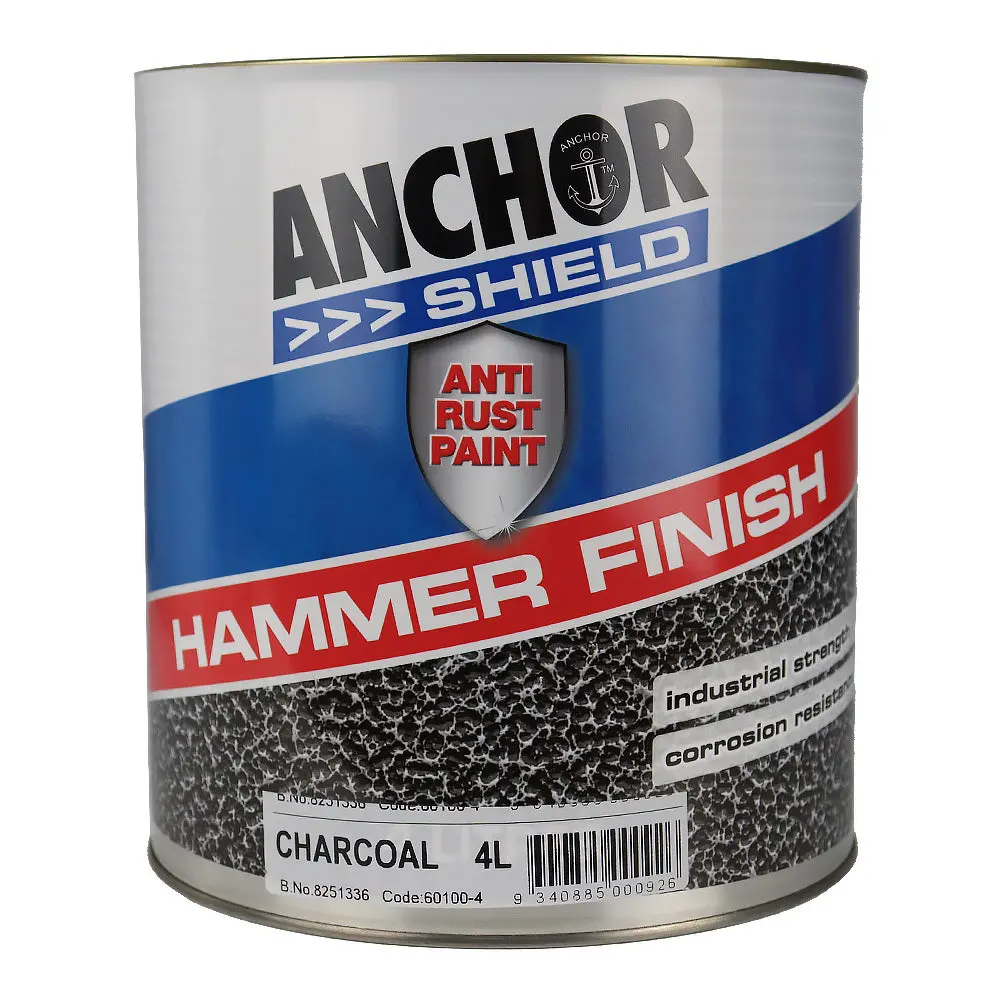 Anchor Shield Hammer Finish Charcoal 4L Protective Enamel Paint Industrial 1