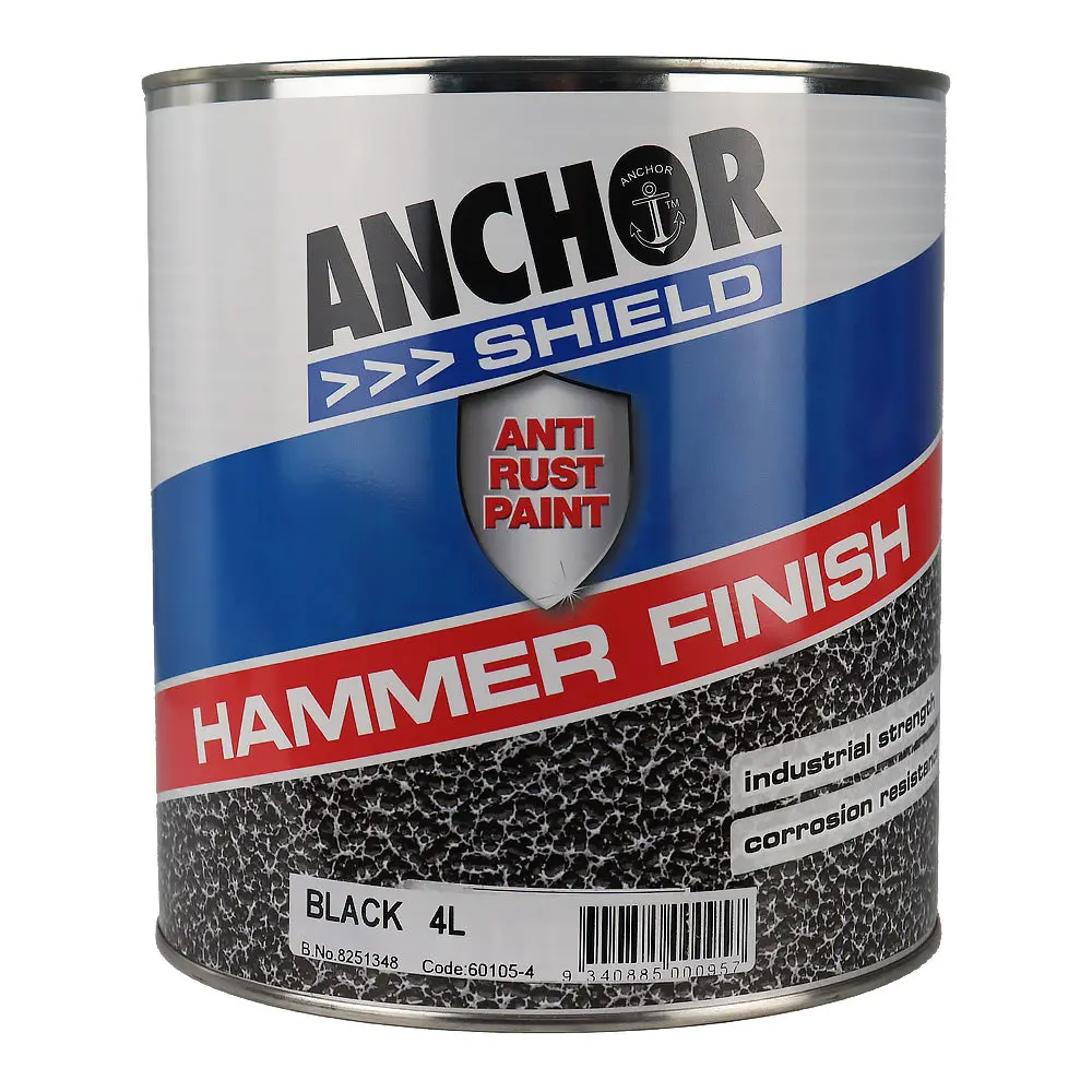 Anchor Shield Hammer Finish Black 4L Protective Enamel Paint Industrial 1
