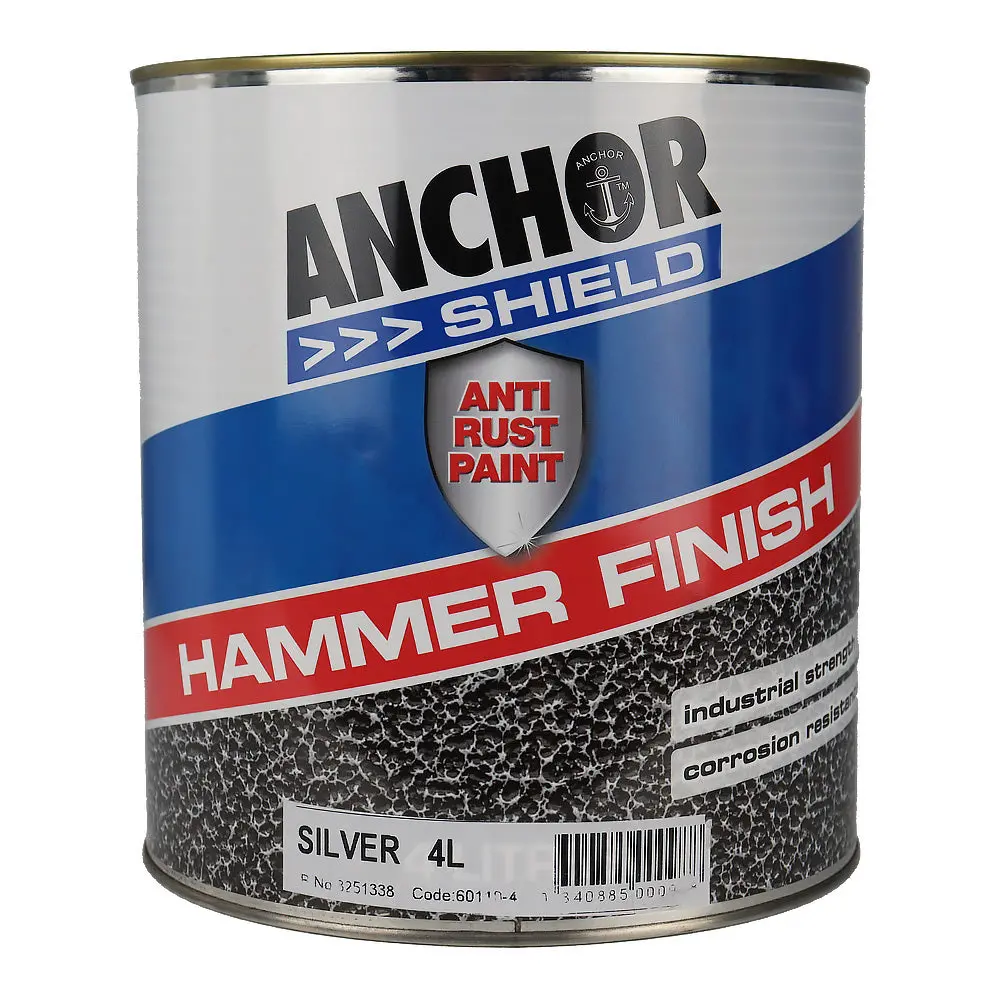 Anchor Shield Hammer Finish Silver 4L Protective Enamel Paint Industrial 1