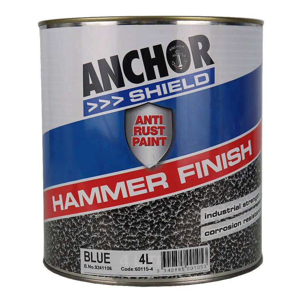 Anchor Shield Hammer Finish Blue 4L Protective Enamel Paint Industrial 1