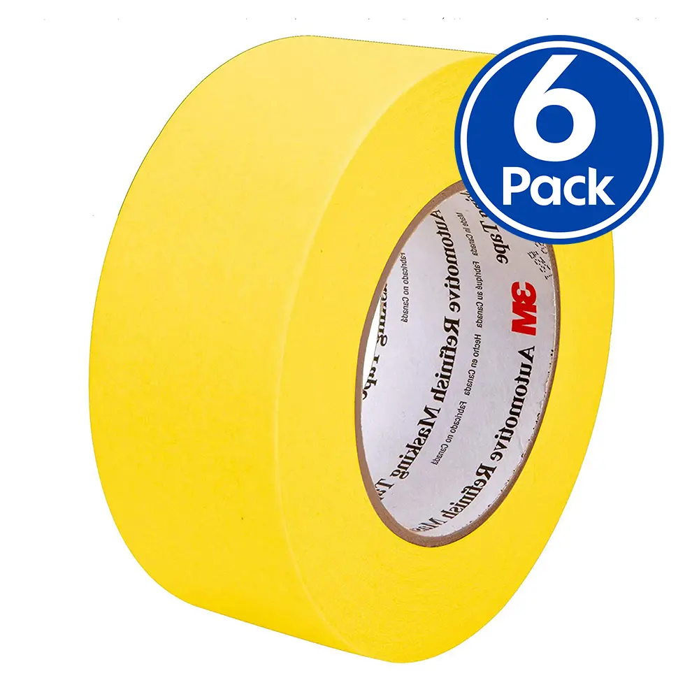 3M 06656 Yellow Automotive Refinish Masking Tape 388N 48Mm X 55M X 6 Pack 1