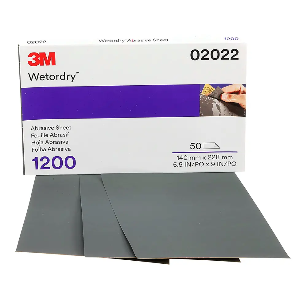3M 02022 Wetordry Abrasive Half Sheet 401Q 1200 Grit X 50 Pack 140Mm X 230Mm 1