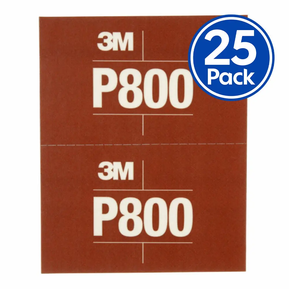 3M 34340 Flexible Abrasive Hookit Sanding Sheets P800 Grit 5.5" X 6.8" X 25 Pack 1