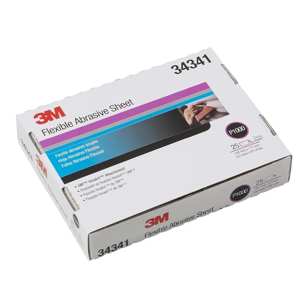 3M 34341 Flexible Abrasive Hookit Sanding Sheets P1000 Grit 5.5" X 6.8" X 25 Pack 2