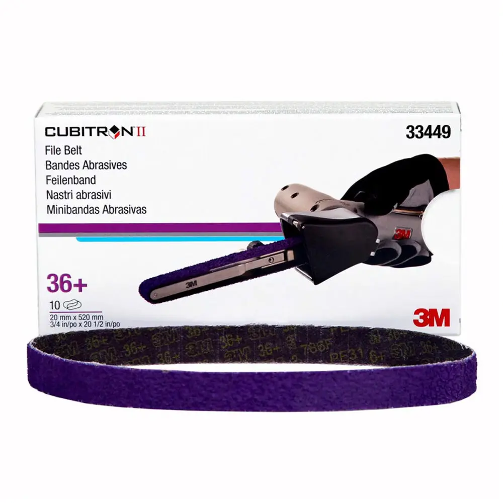 3M 33449 Cubitron Ii File Sanding Belt 36 Grit 520Mm X 20Mm X 10 Pack Box 1