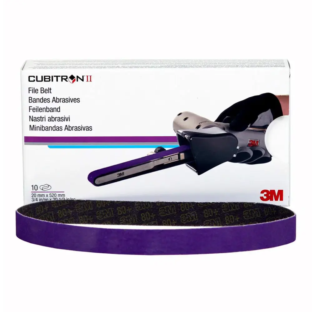 3M 33452 Cubitron Ii File Sanding Belt 80 Grit 520Mm X 20Mm X 10 Pack Box 1