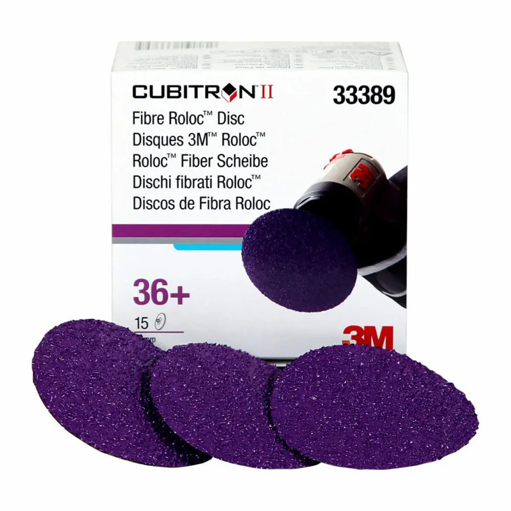 3M 33389 Cubitron Ii Fibre Roloc Sanding Disc 75Mm 3" 36 Grit X 15 Pack Box Discs 1